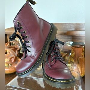 Doc Martens, Luana combat boots, cherry red leather women’s size US8/EU39